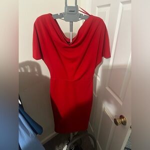 Red Cowl Neck Dolman Sleeve Mini Dress size M
